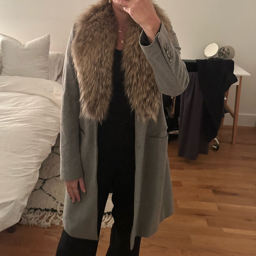 SAM wool grey coat with genuine fur
